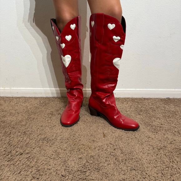 Red Heart Cowgirl Boots Sz 43 - Picture 1 of 9